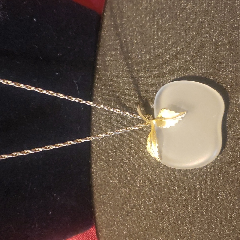 Avon Gold and White Apple Pendant Necklace